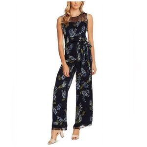 Vince Camuto Weeping Willow Floral Jumpsuit Wide Leg Belted Size 00